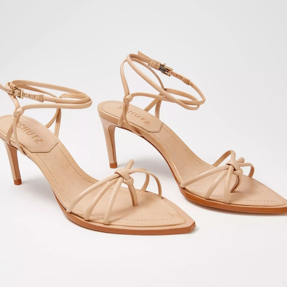 SCHUTZ Nude Beige Strappy Heeled Sandals